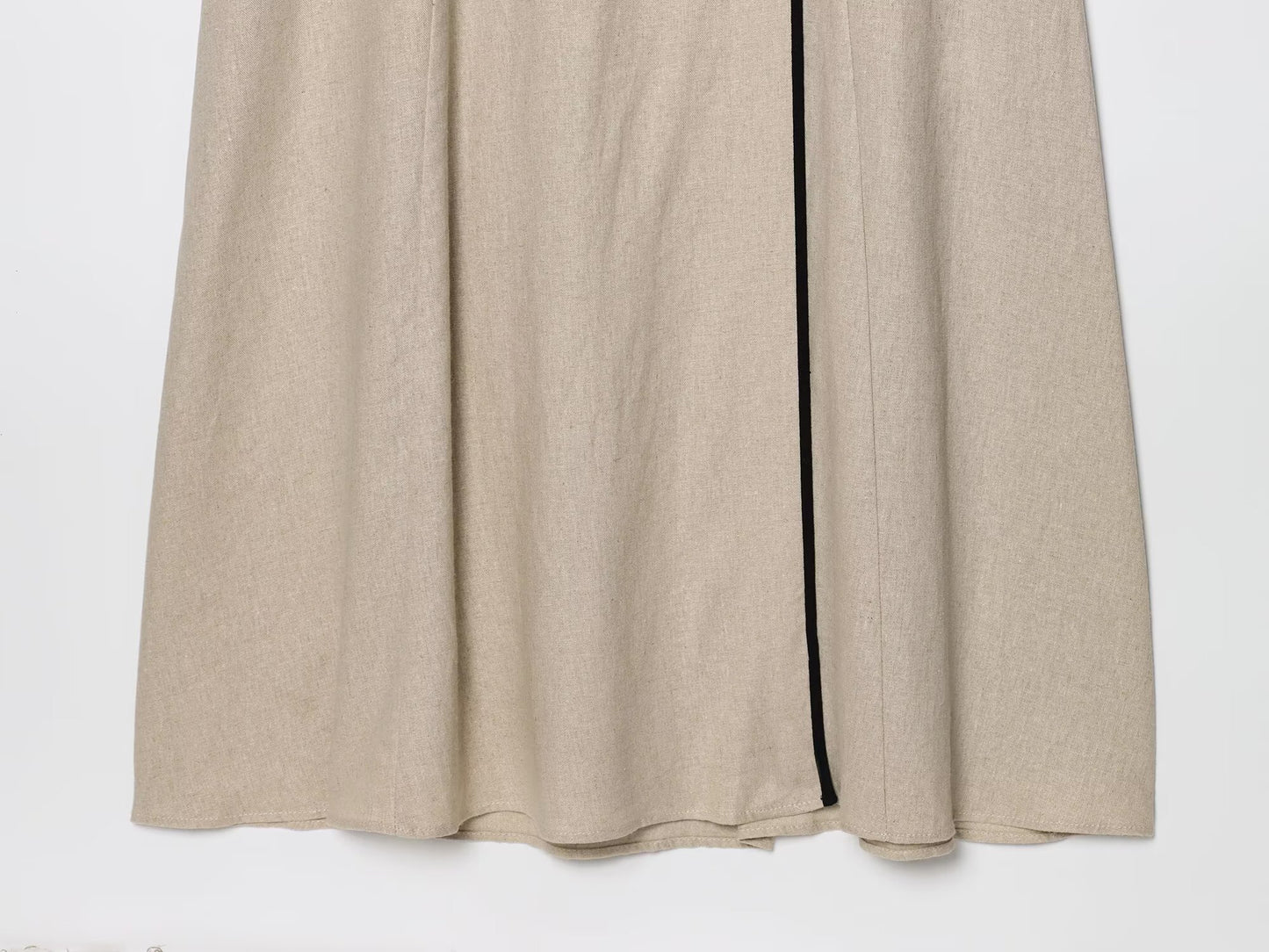 Women's new fashion With Belt Sleeveless Linen Blended V-neck Midi Dress