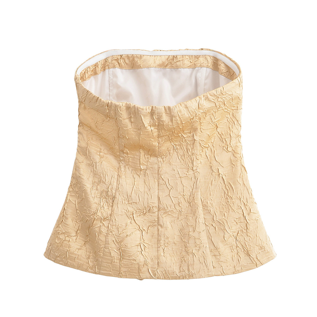 Women's new fashion pleated effect slim satin texture strapless top+Pants Women's suit