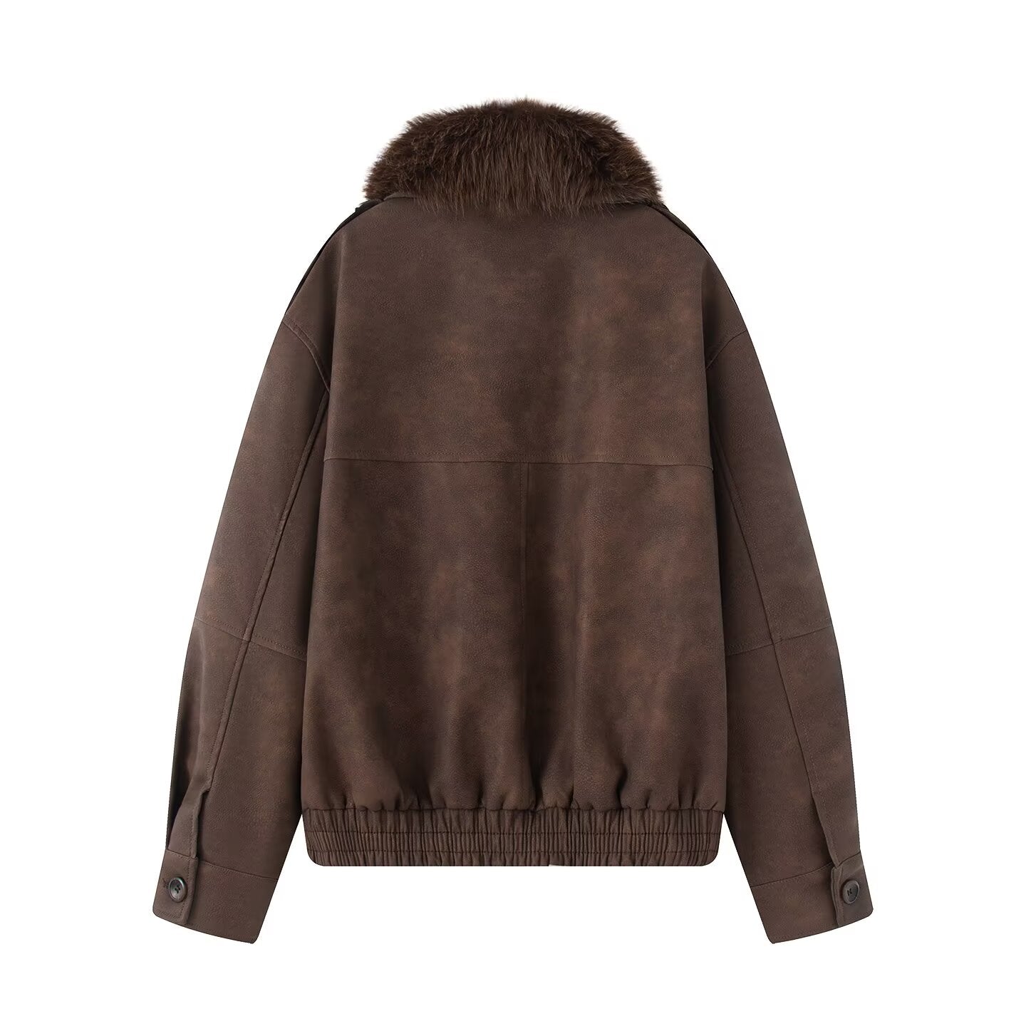 Women's detachable fur collar casual Anti suede effect jacket