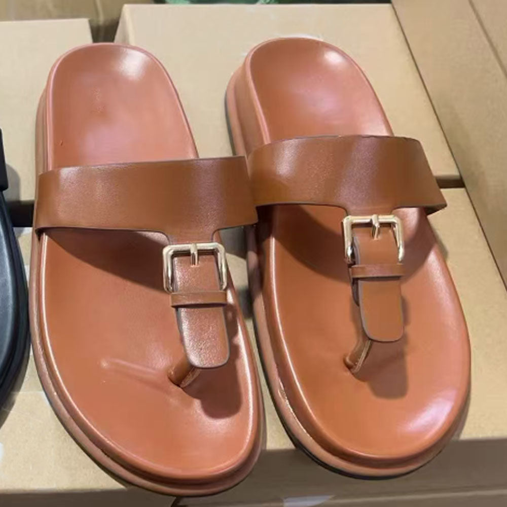 Women's 2026 New Style Buckle Flat Slip-on Sandals Open Toe Beach Sandals