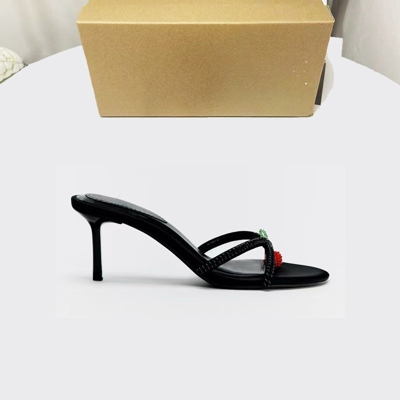 New arrival women's high heels, 2026 style, cherry pendant embellished stiletto open-toe shoes.