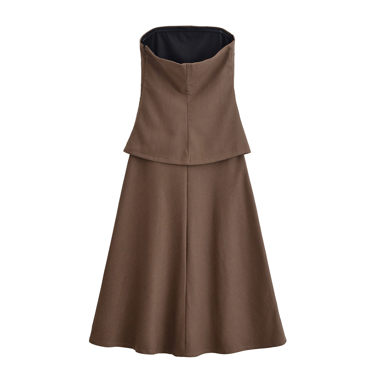 Women's new fashion sleeveless patchwork strapless MIDI dress retro backless women's dress