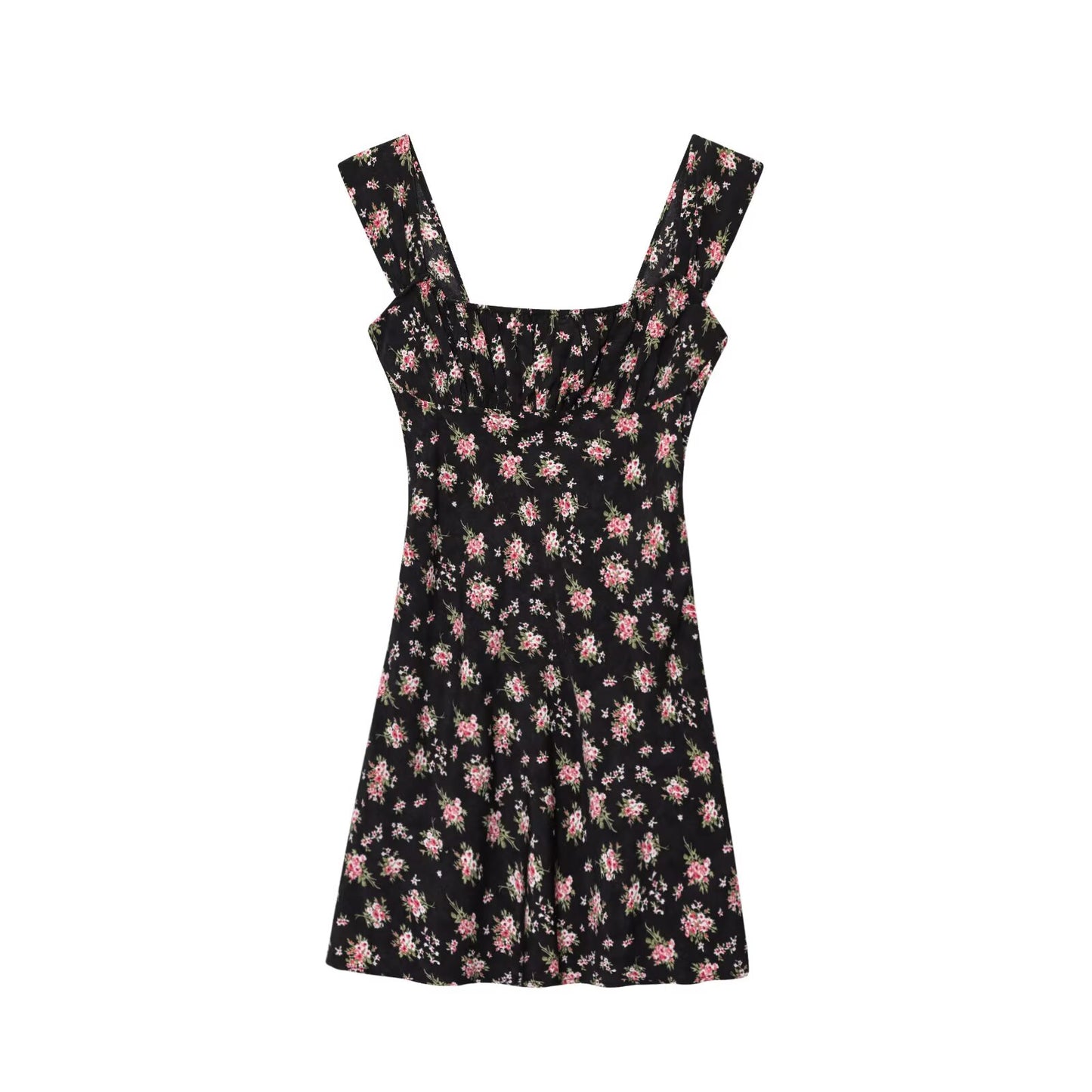 Women's sweet Fashion slim backless A-line printed mini dress