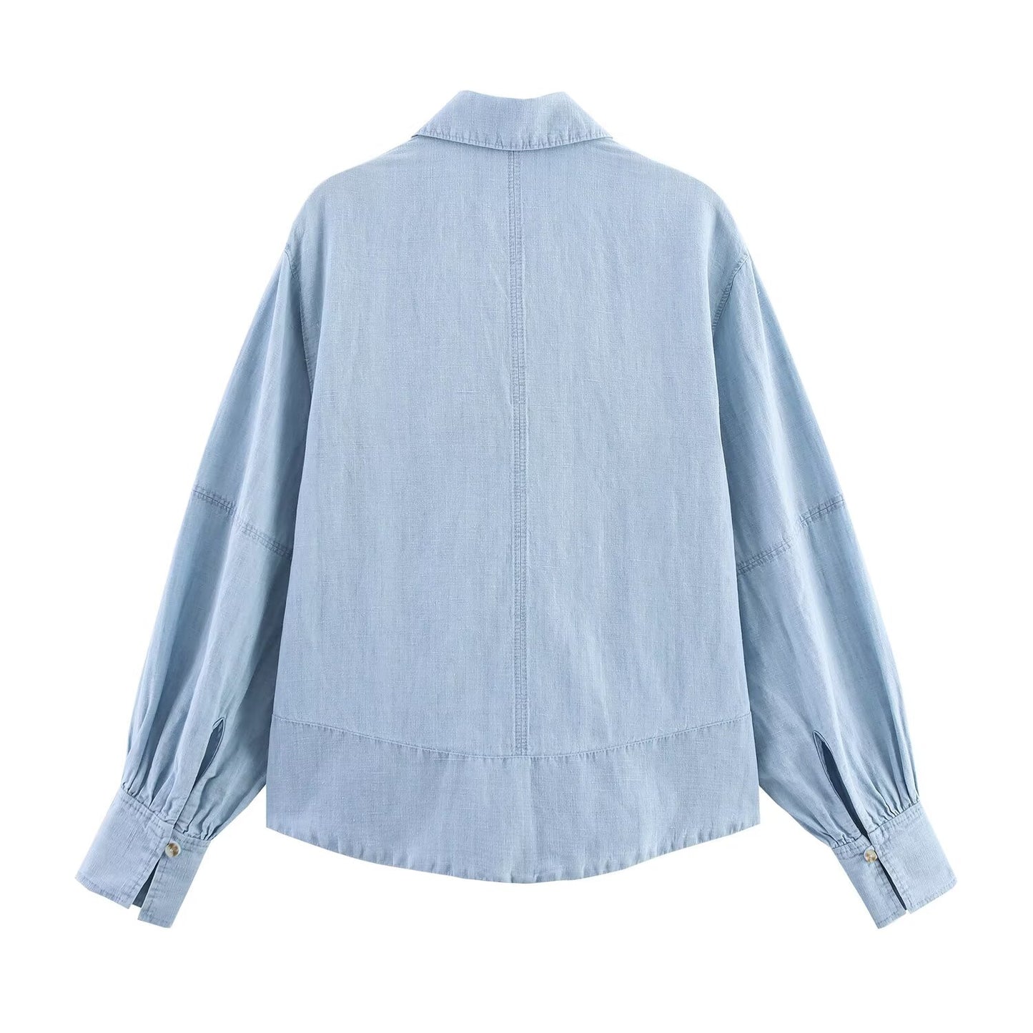 Women's new fashion long sleeved denim button up shirt+Pants suit