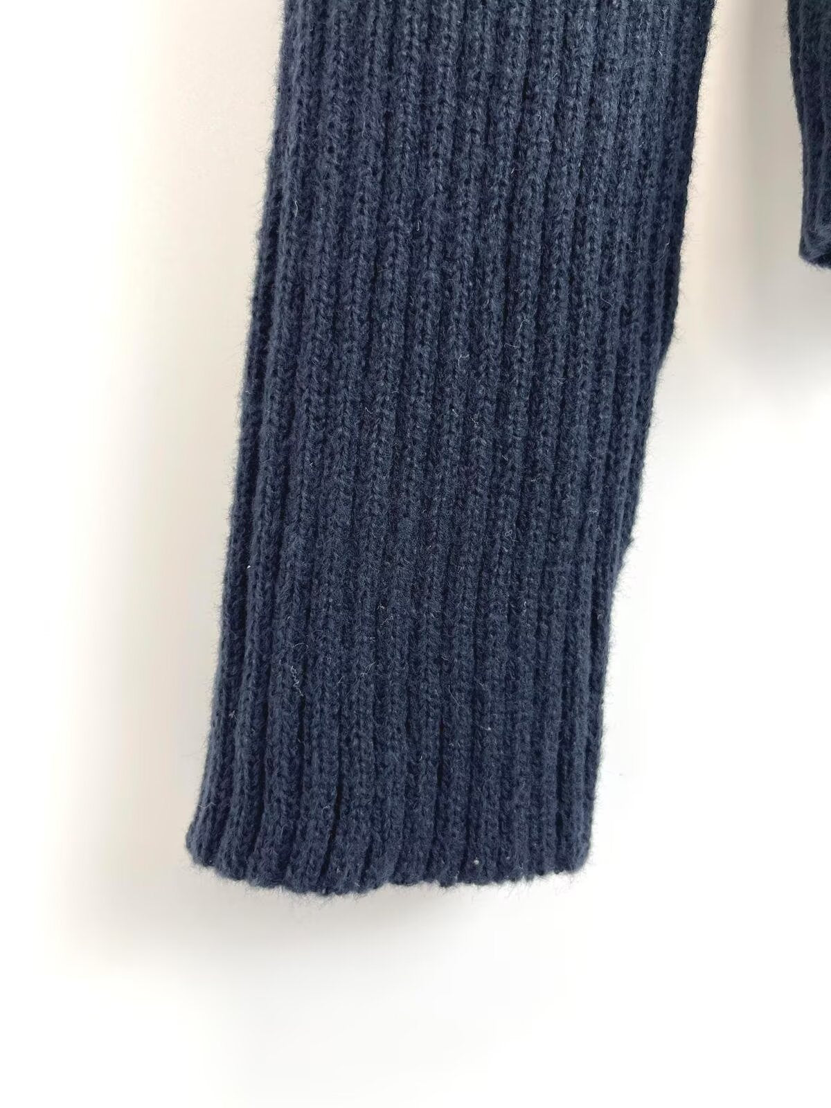 Women's new fashion double zipper lapel ribbed knitted Coat