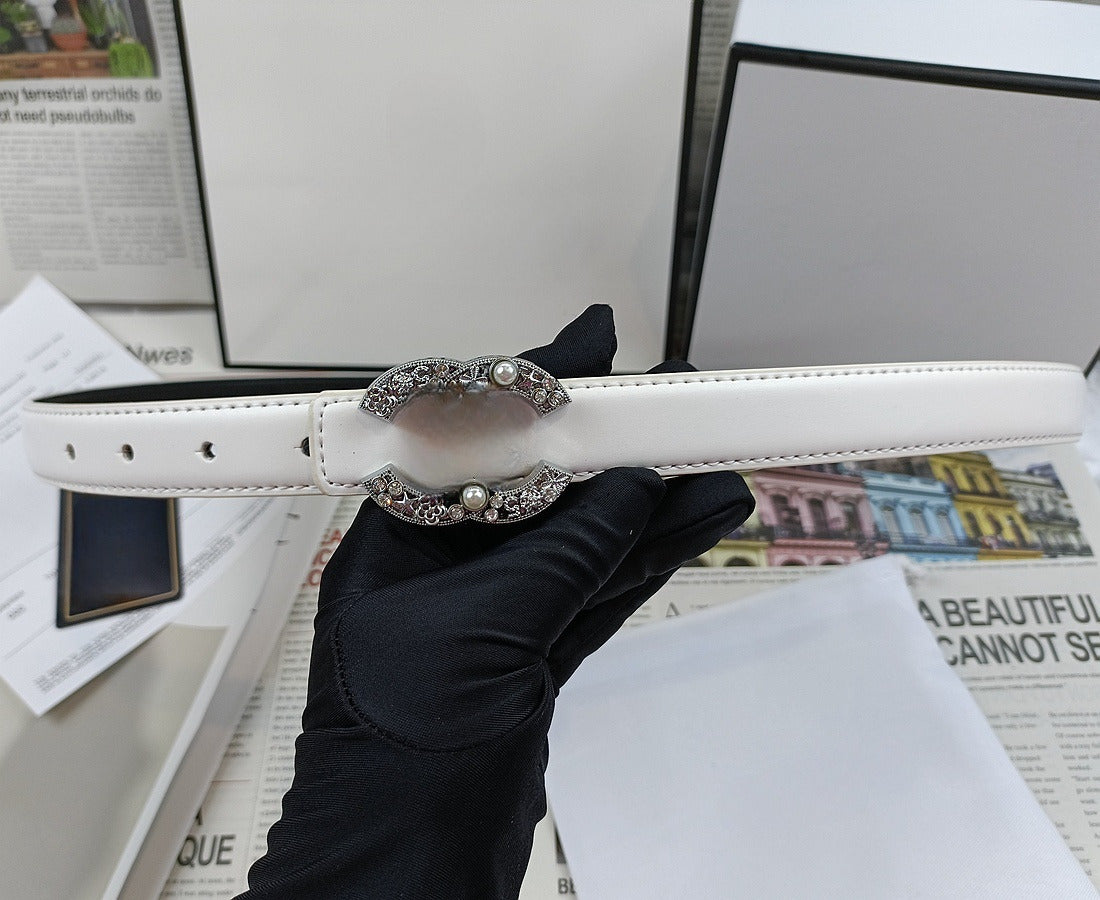 Women's new Joker Gold Silver rhinestone metal decorative fine thin belt belt With a box