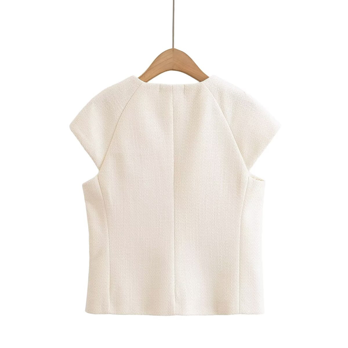 Women's 2025 new fashion casual single breasted textured vest top