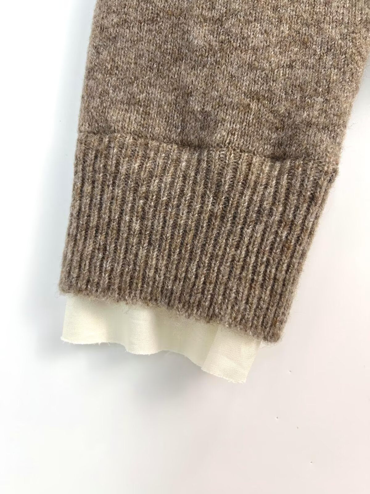 Women's new fashion O Neck long sleeved contrasting knitted cardigan