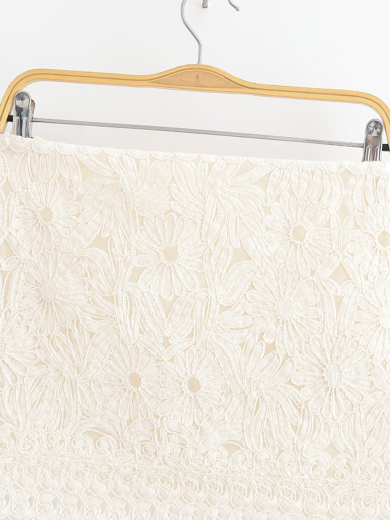 Women's new fashion floral decoration high waisted lace mini skirt