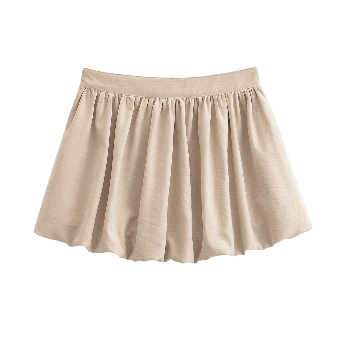 women's New Fashion Casual versatile high waisted pleated lantern mini skirt