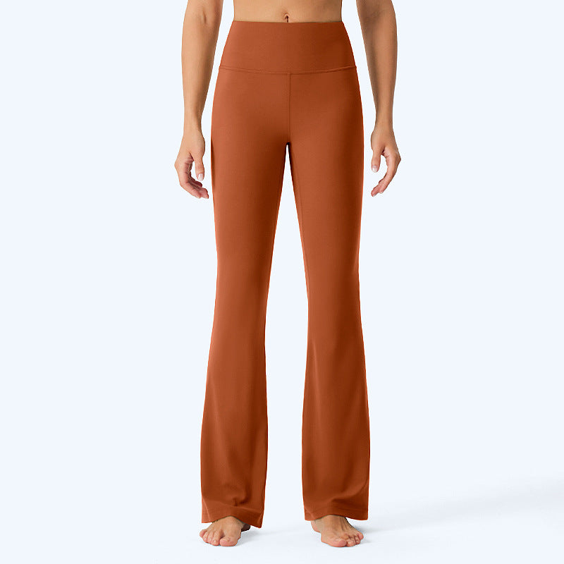 LU Women's New Sports Yoga Pants, Tights, Body Shaping, High Elasticity, Nudity, Moisture Absorption and Quick-drying High Waist Bell Bottoms.