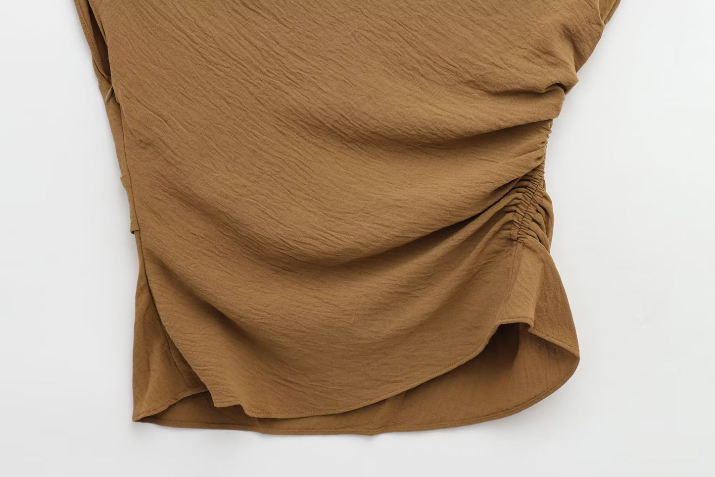 Women's new fashion asymmetrical design casual sloping shoulder Pleated top