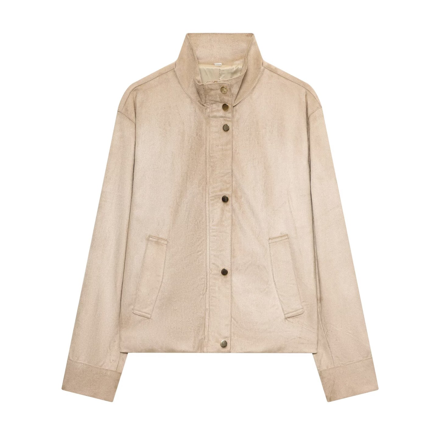 Women's new fashion anti suede effect stand collar jacket Coat