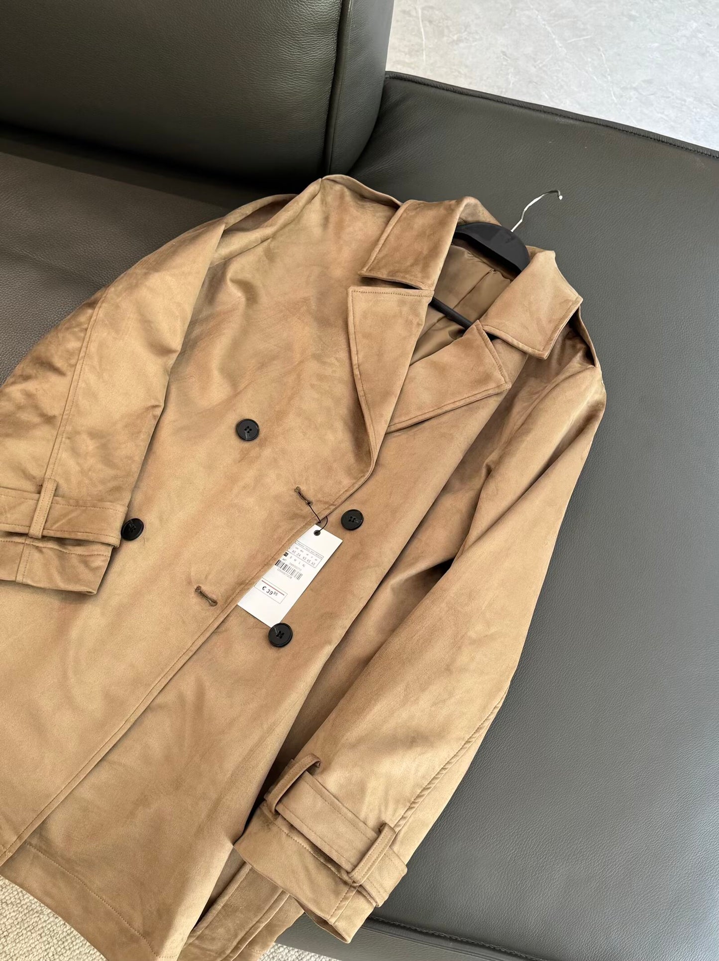 Women's new fashion Anti suede effect long style windbreaker Coat