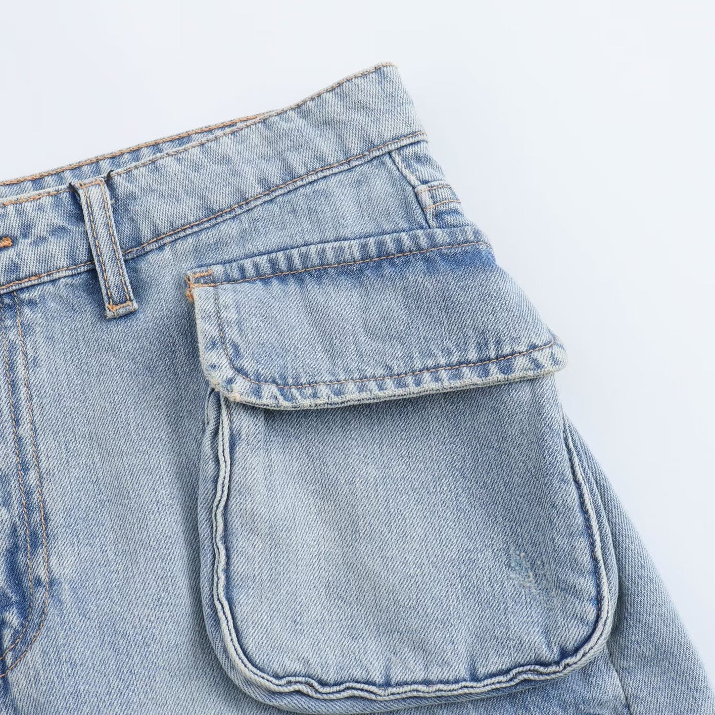 Women's new fashion pocket decoration casual versatile denim mini skirt