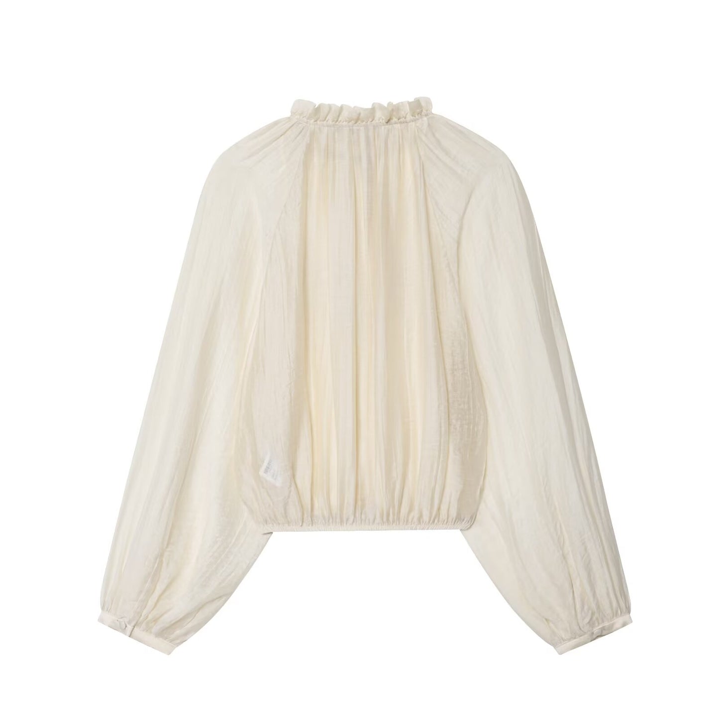 Women's new fashion bubble sleeve short draped pleated shirt