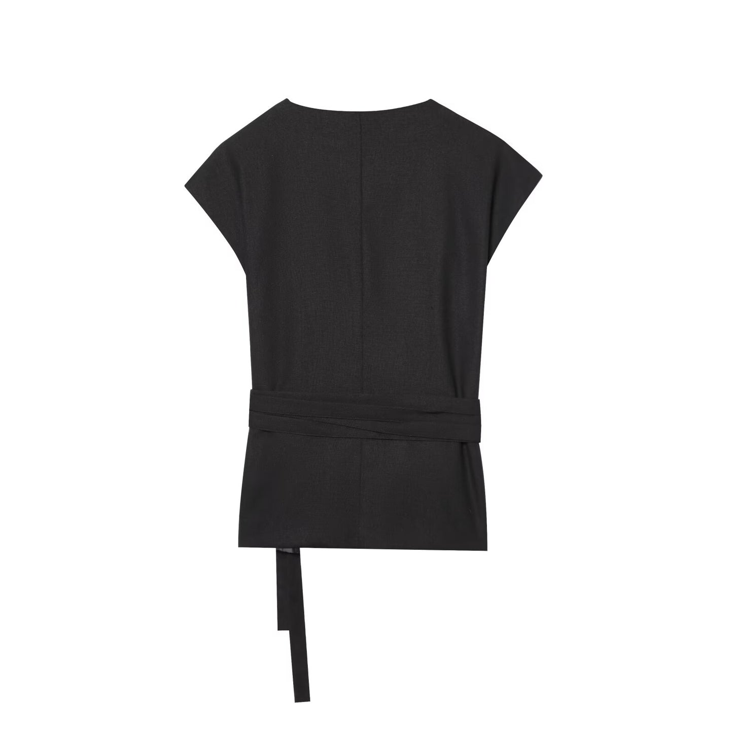 Women's new fashion with Belt linen blend sleeveless vest+Pants suit