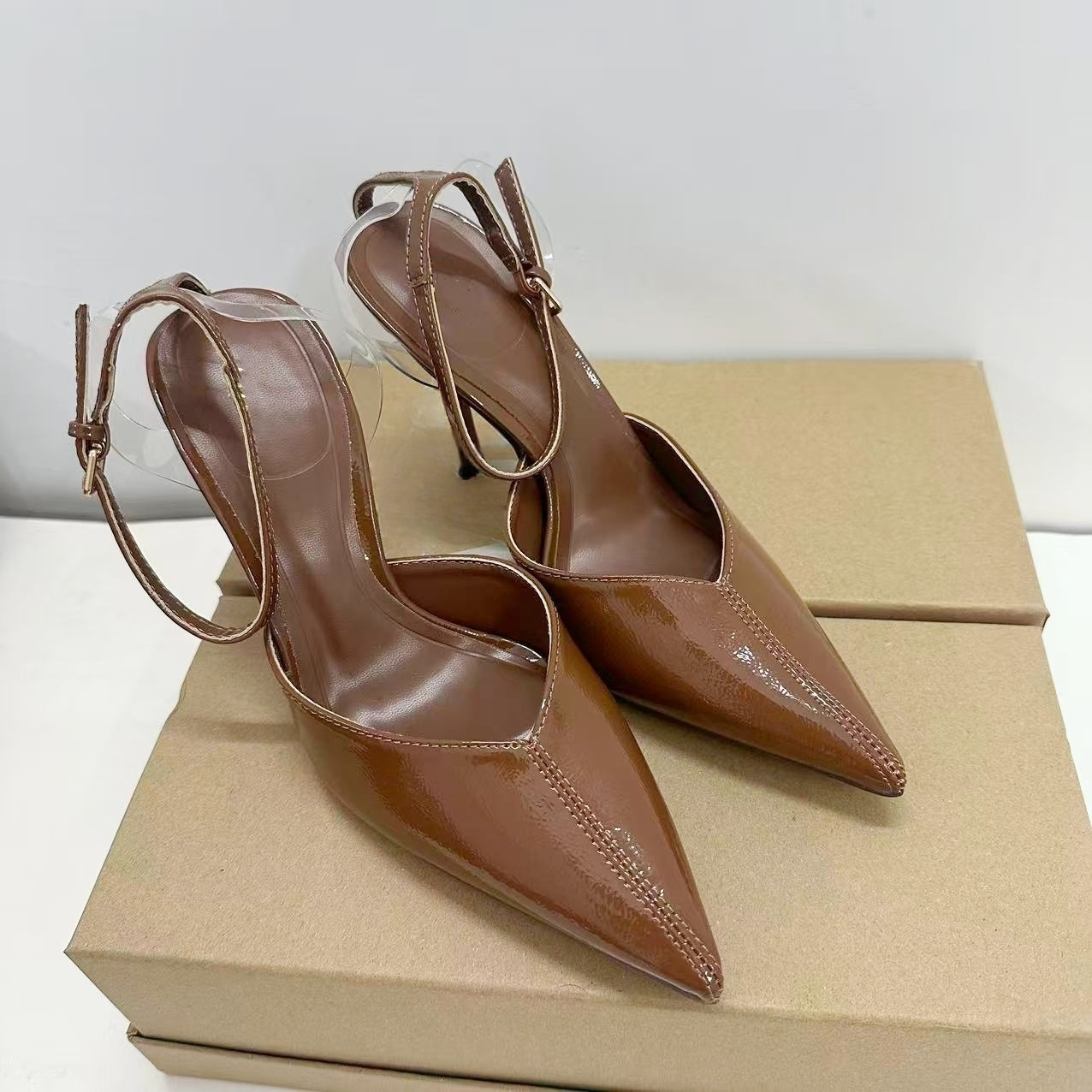 2026 women's new fashion pointed buckle stiletto heels