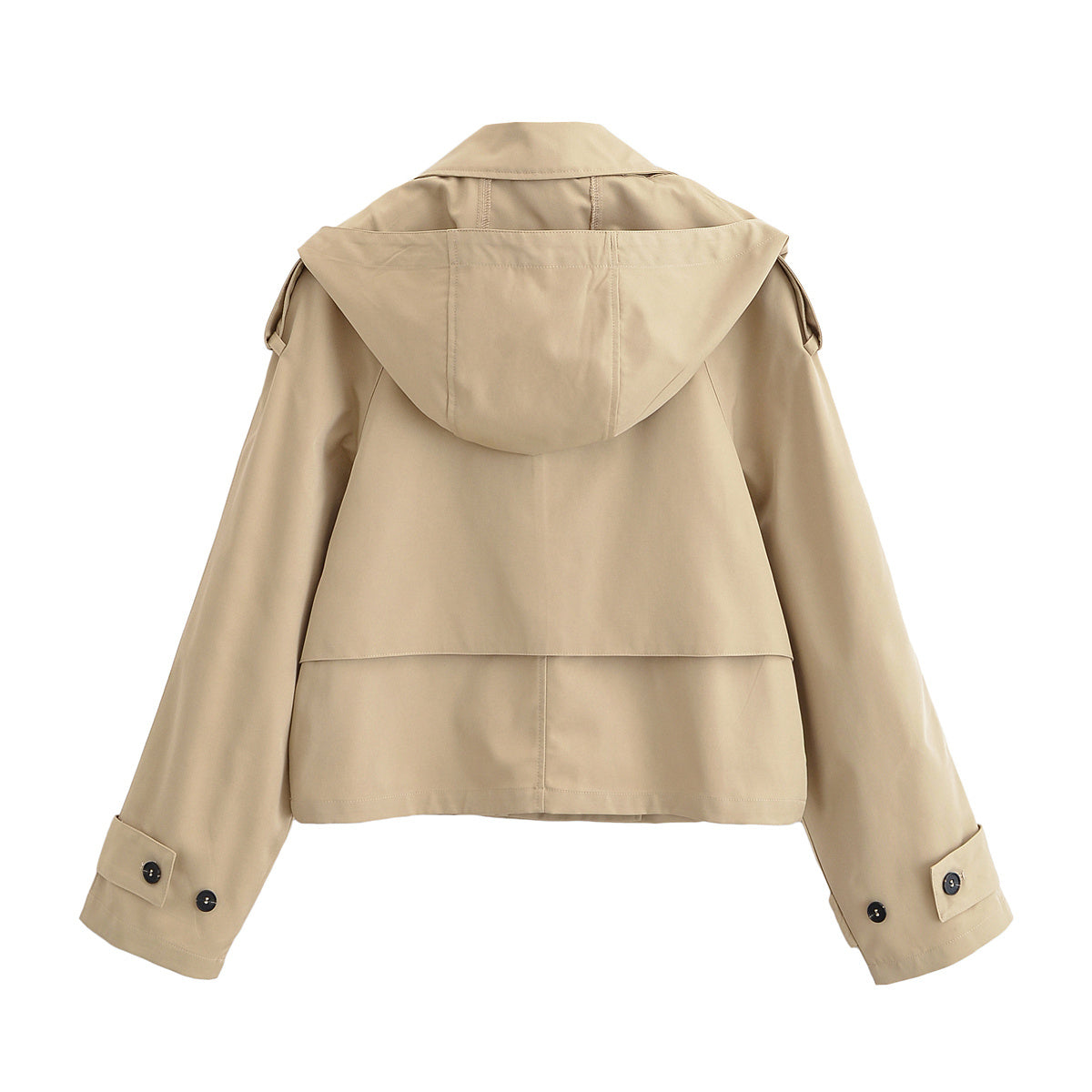 Women's new fashion hooded short double breasted windbreaker Coat