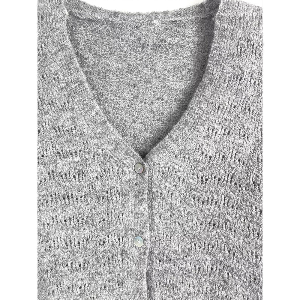 Women's new fashion lace patchwork V-neck knitted cardigan