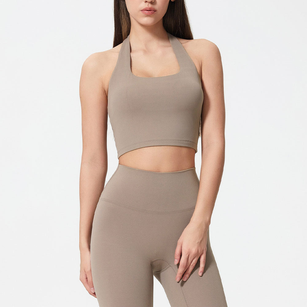 Women's Fashion Hanging Neck Tube Top Type Beautiful Back Sports Bra Folding Movement Bra