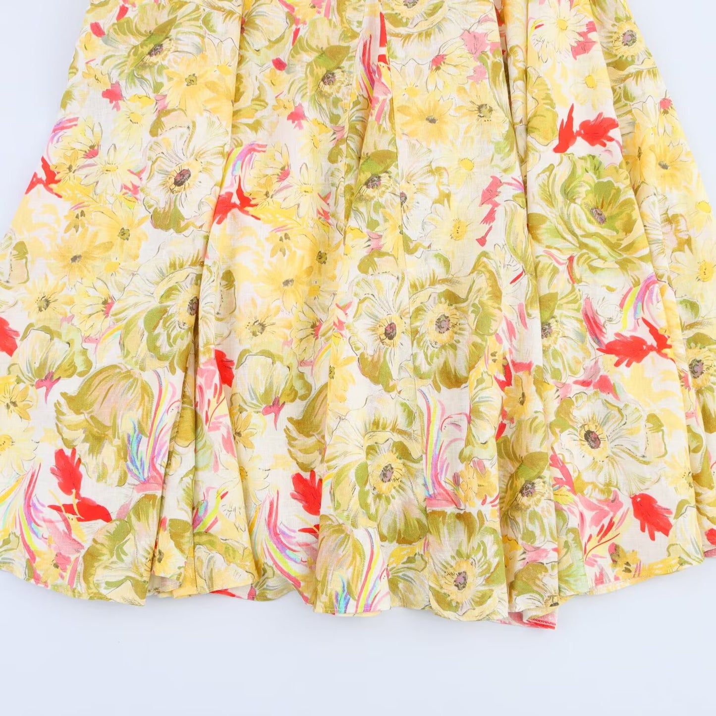 Women's' New Fashion slim backless Sleeveless printed linen blended MIDI dress