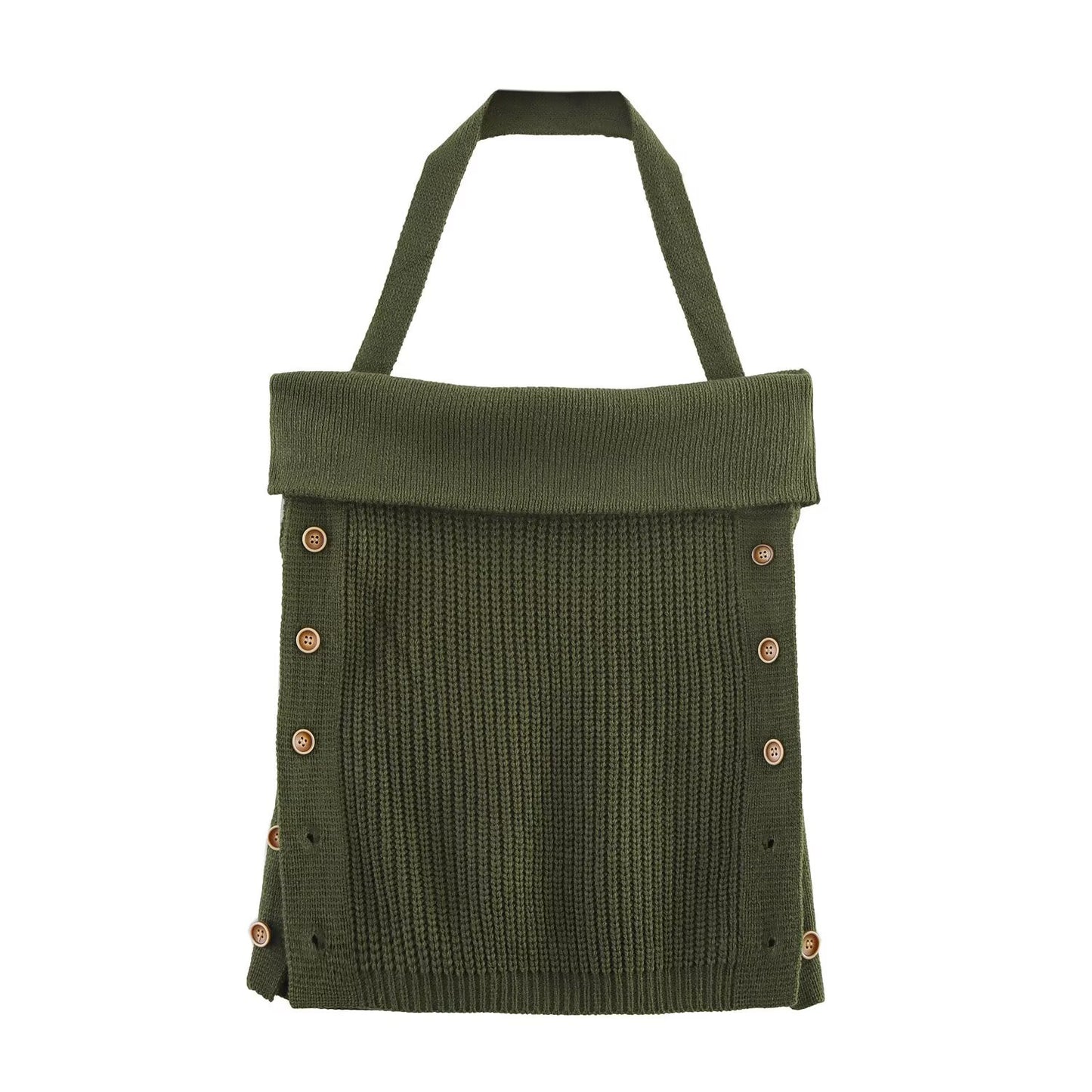 Women's new fashion button up decoration hanging neck collar strapless knit top