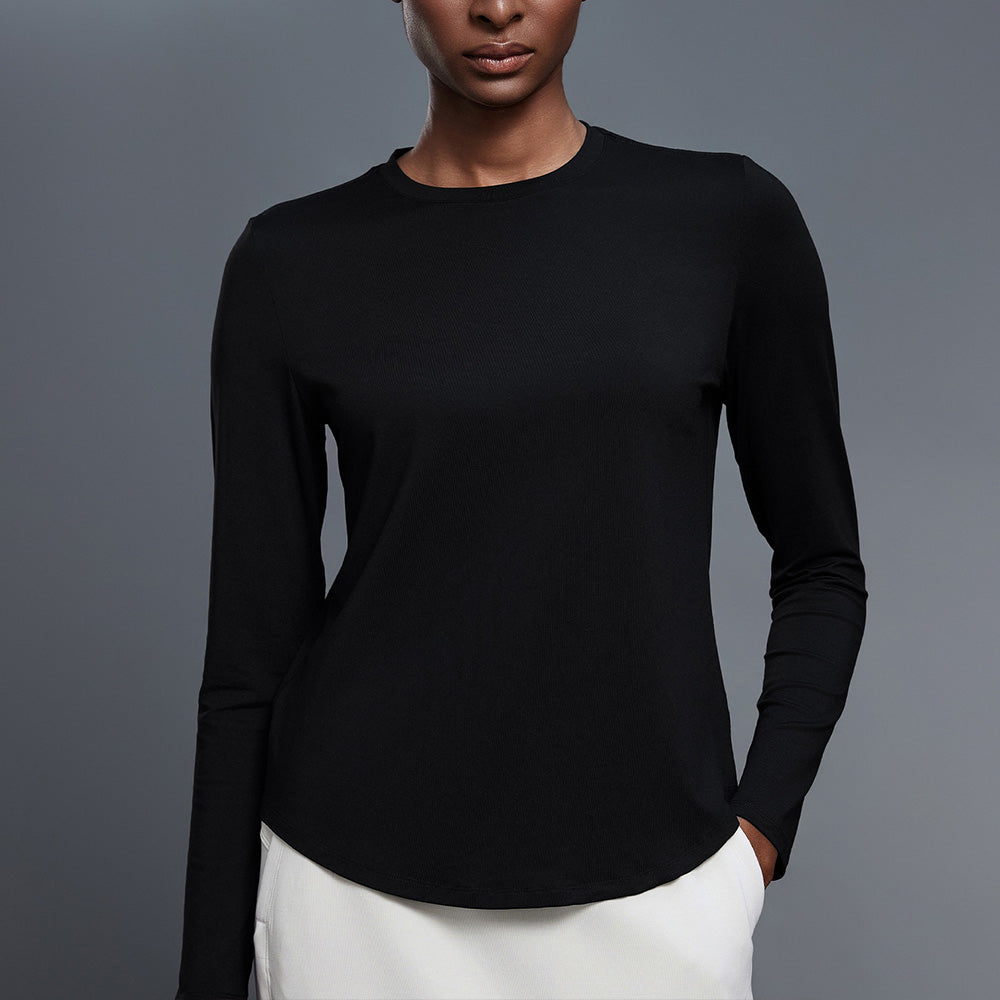 LU women's autumn new casual Joker Round Neck Yoga T-shirt loose slimming fitness top