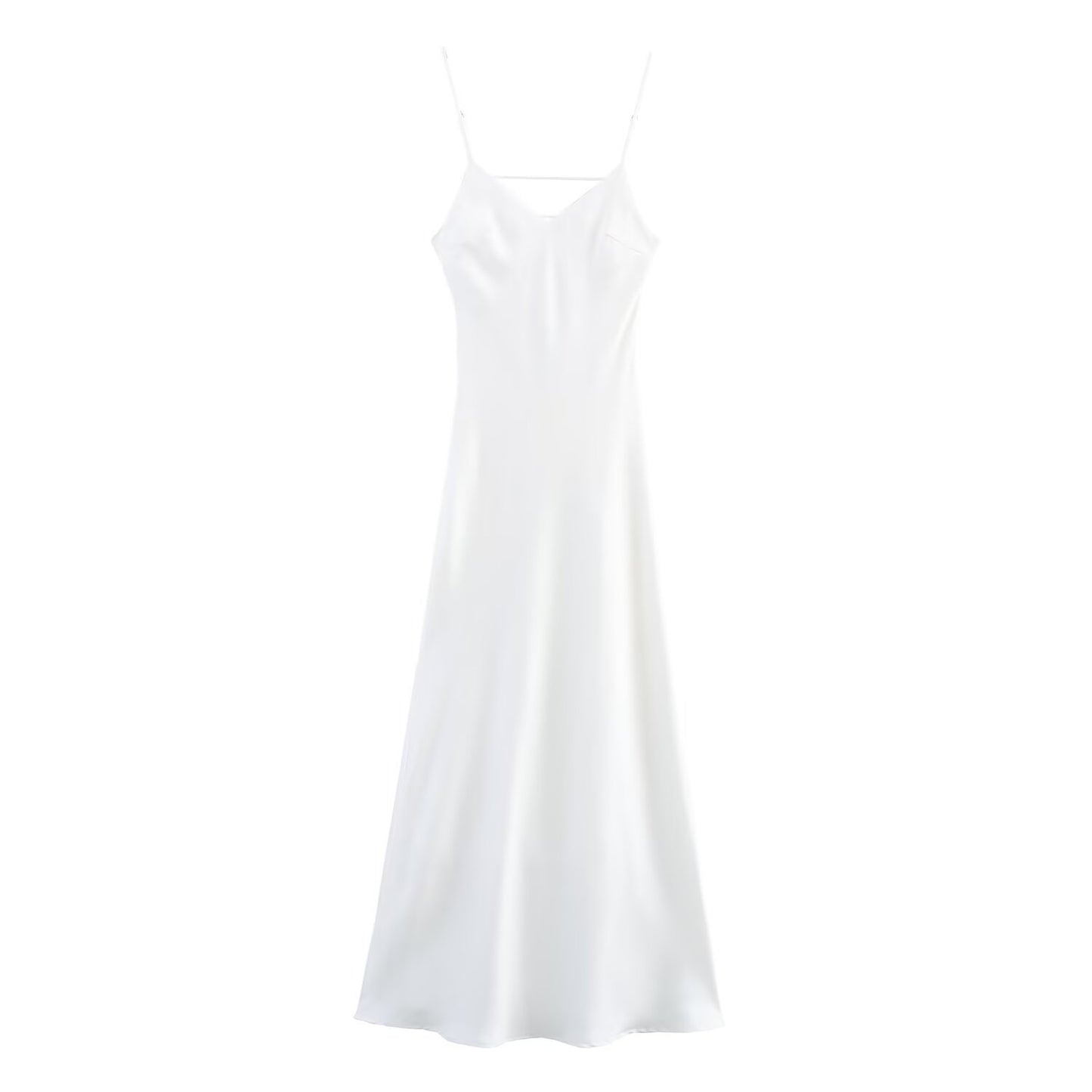 Women's summer chic Fashion multi colored satin texture suspender MIDI dress