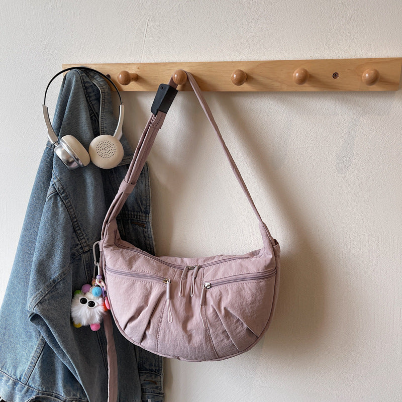 LU Women's new casual Joker lightweight pleated shoulder bag Messenger bag large capacity female bag