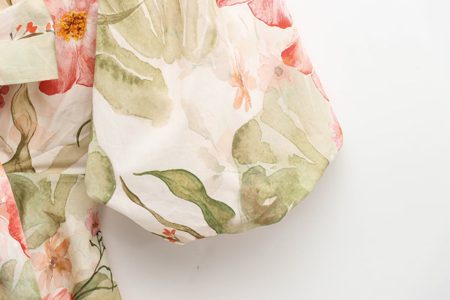 Women's new fashion backless bow decoration print bubble short sleeved mini dress