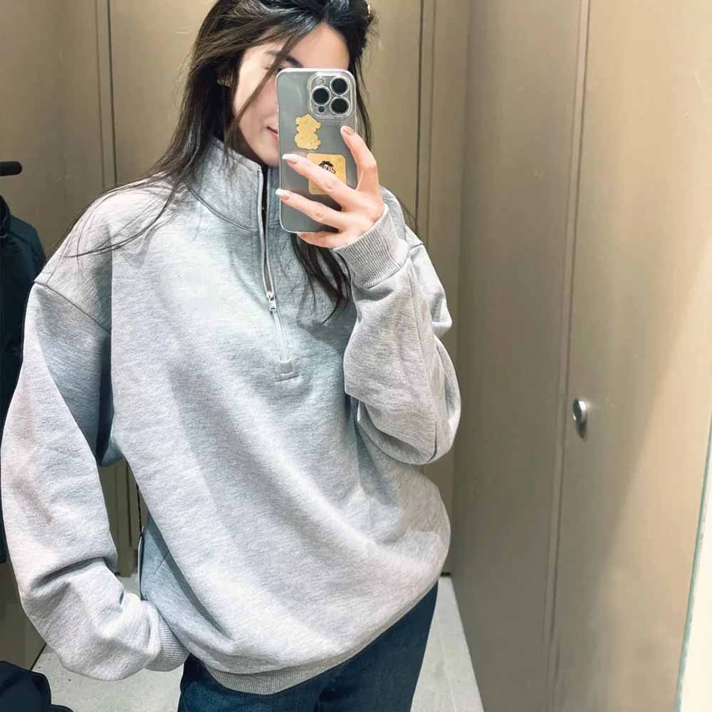 Men and women with the same new Joker autumn and winter half zipper short sweater loose collar slim coat fitness jacket