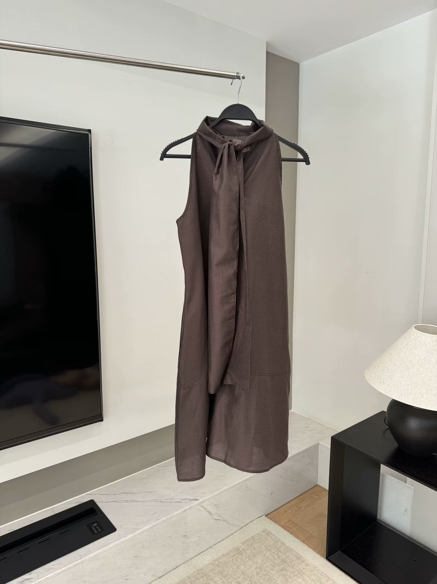 Women's new fashion backless lace up decoration casual sleeveless mini dress