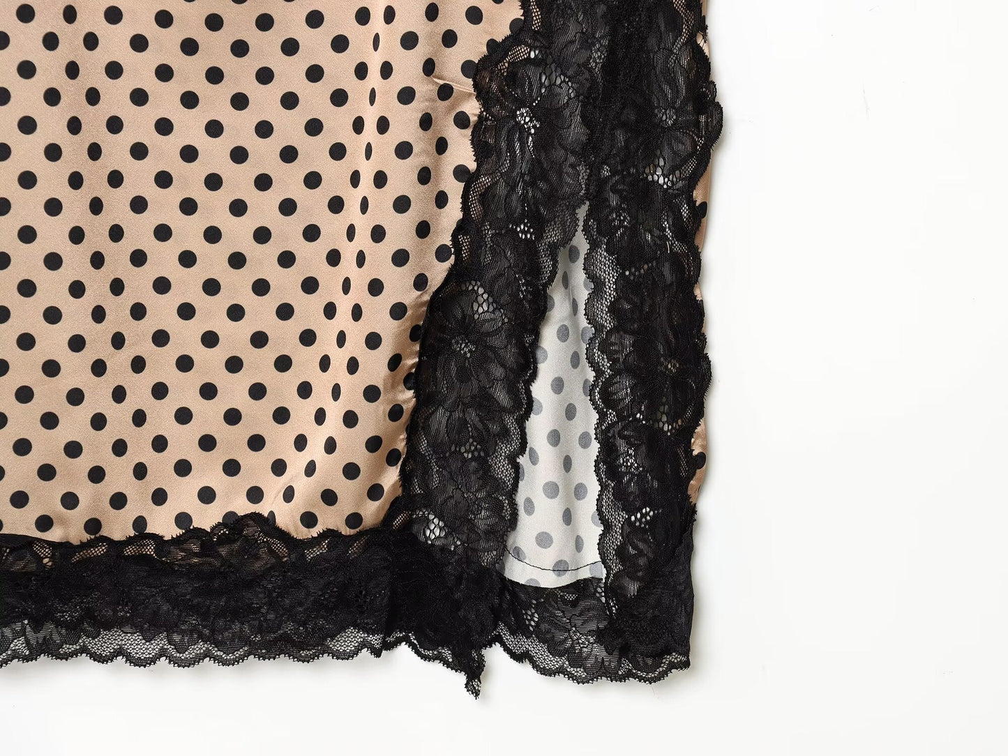 Women's lace decorative polka dot suspender dress