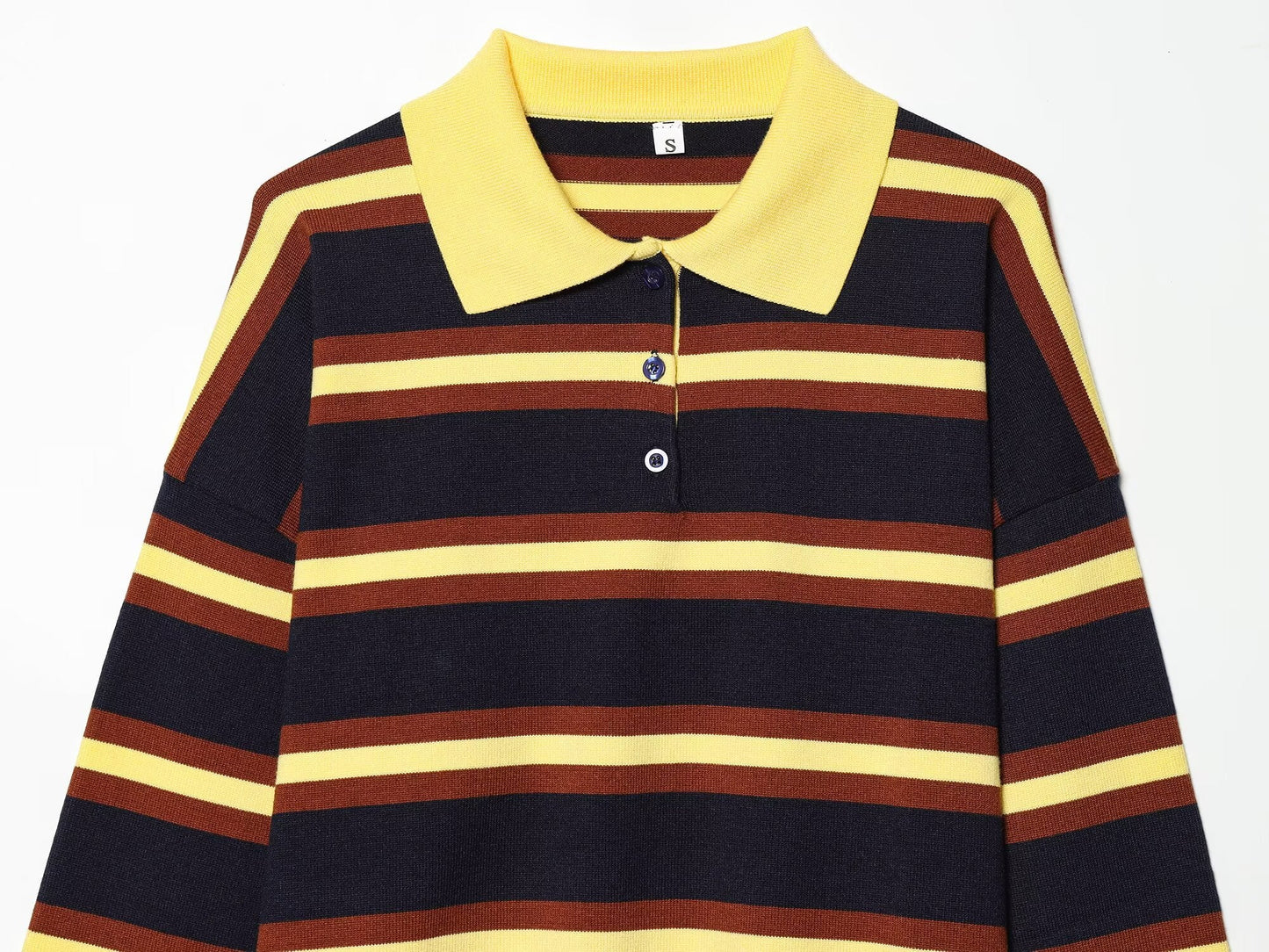 Women's new Lapel striped knitted sweater