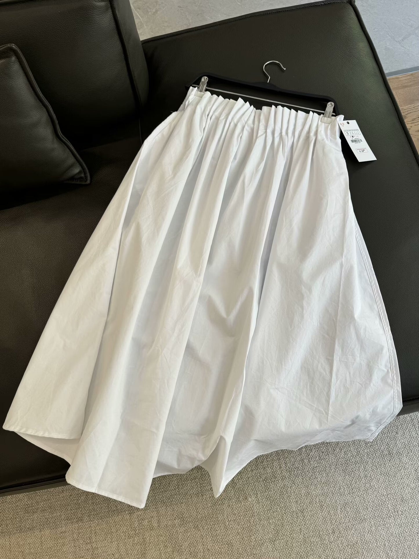 Women's 2025 chic fashion Poplin midi skirt retro high elastic waist skirt 