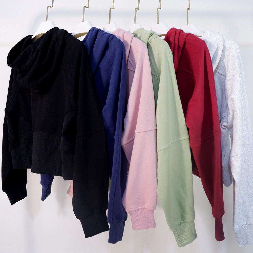 Women's Autumn and Winter New Sports Outdoor Quick-drying Yoga Clothes Slim Short Ladies Cardigan Hooded Sweater Loose Coat 