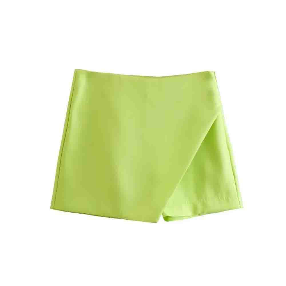 Ladies' Summer New Fashion Solid Slim High Waist Asymmetric Shorts Skirts