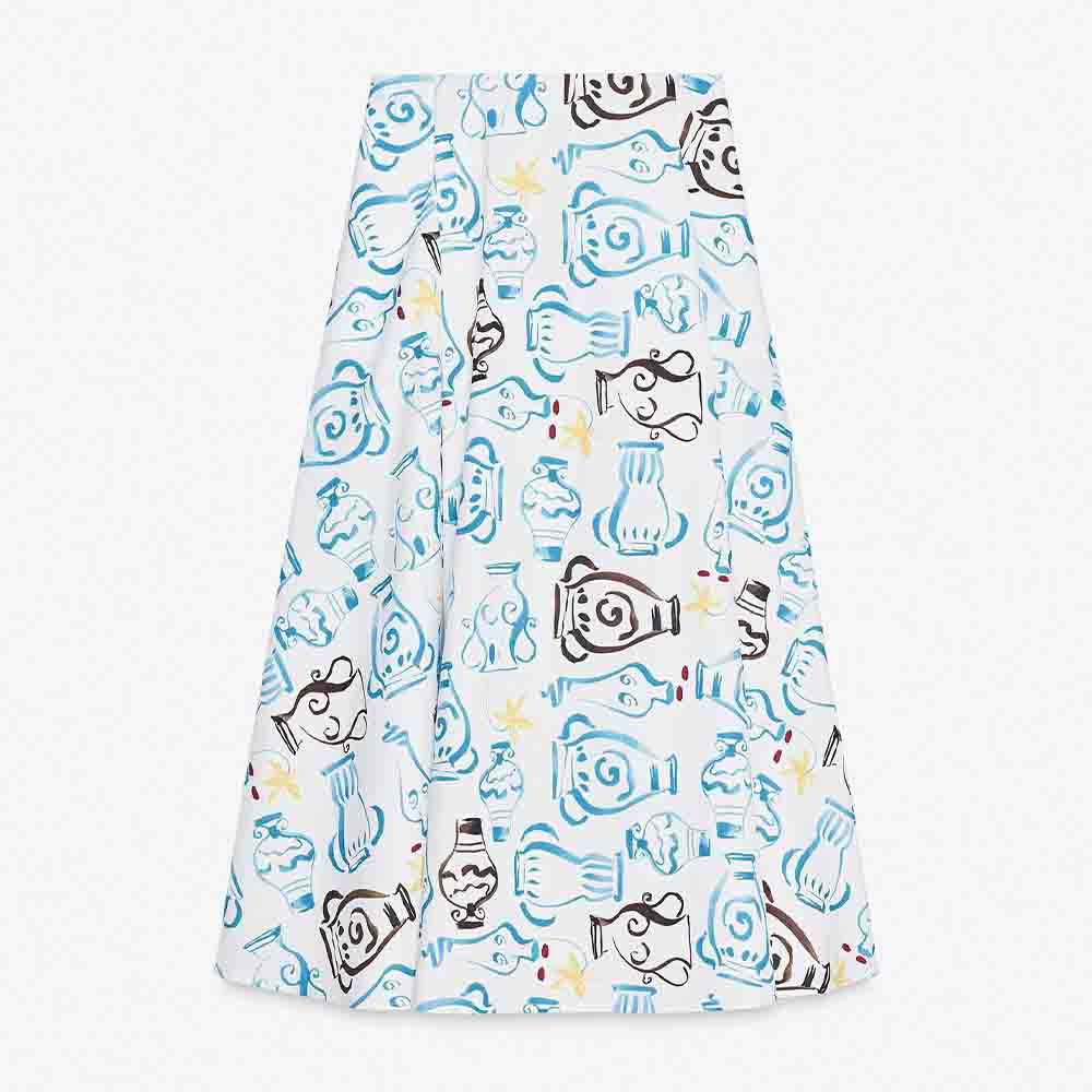 Women's new fashion printed poplin hanging neck collar top+Skirts Women's suit