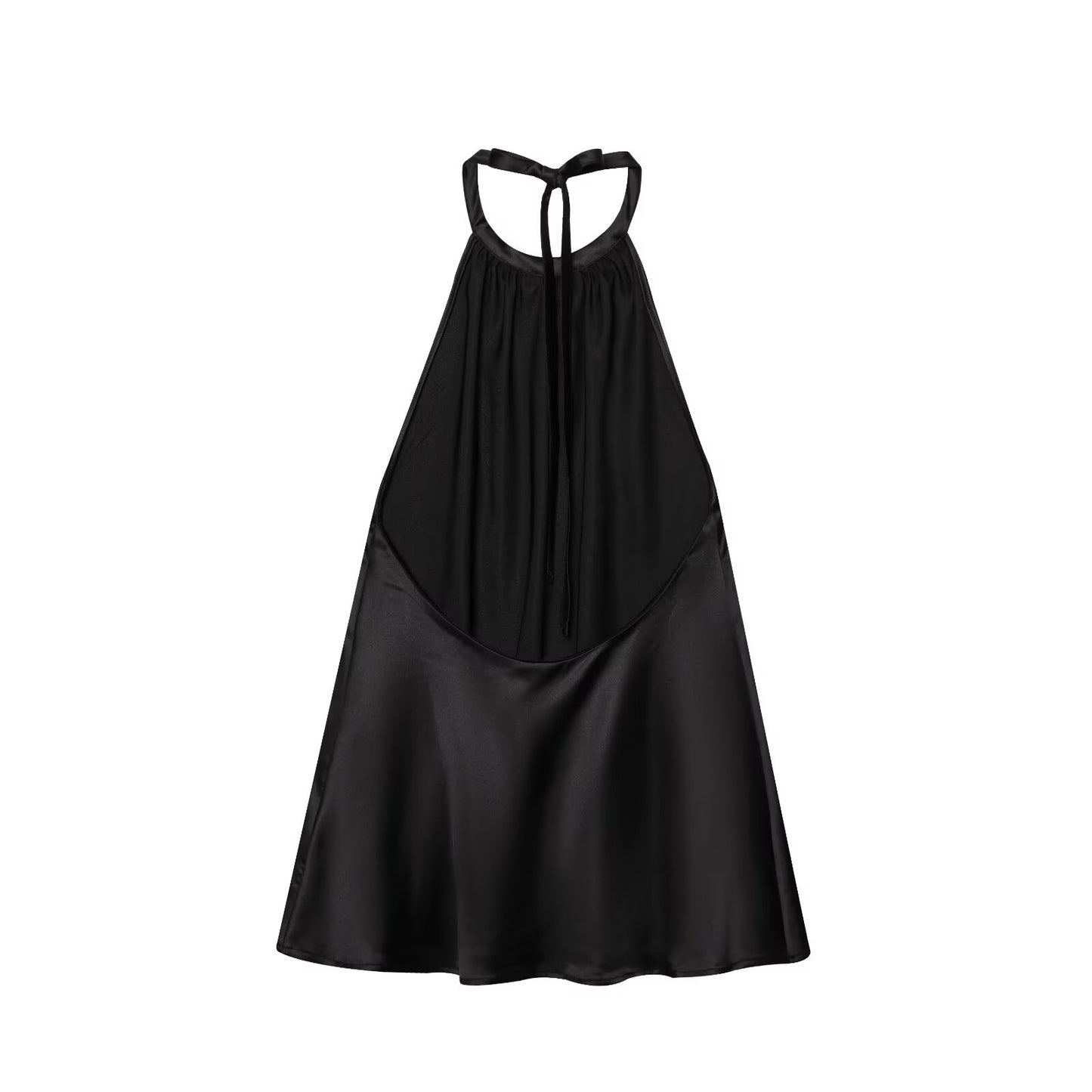 Women's new fashion draped design sleeveless backless hanging neck collar top