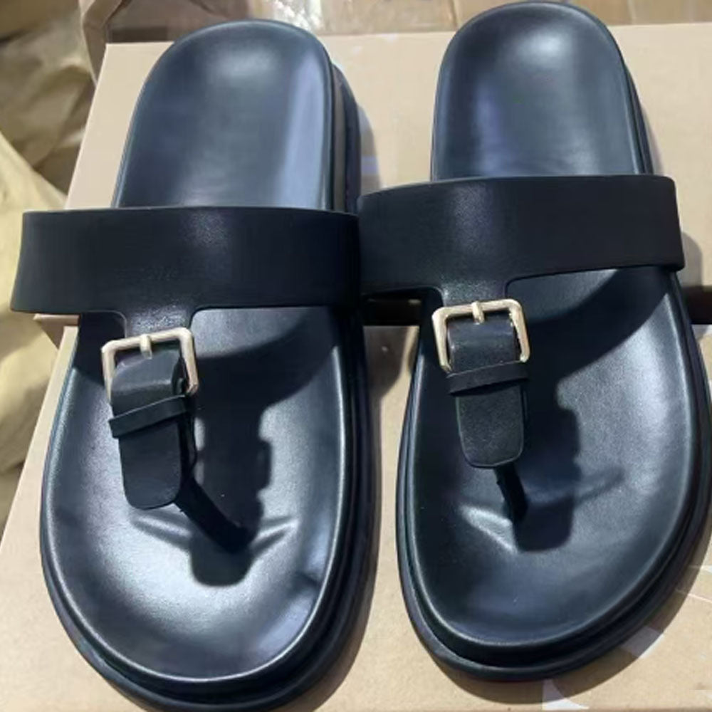 Women's 2026 New Style Buckle Flat Slip-on Sandals Open Toe Beach Sandals