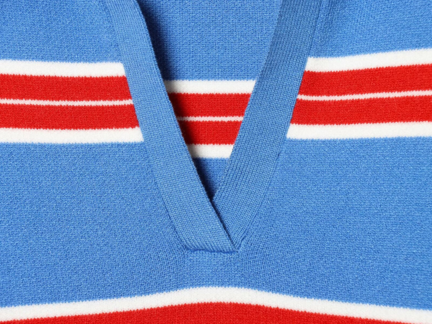 Women's casual striped knitted polo shirt