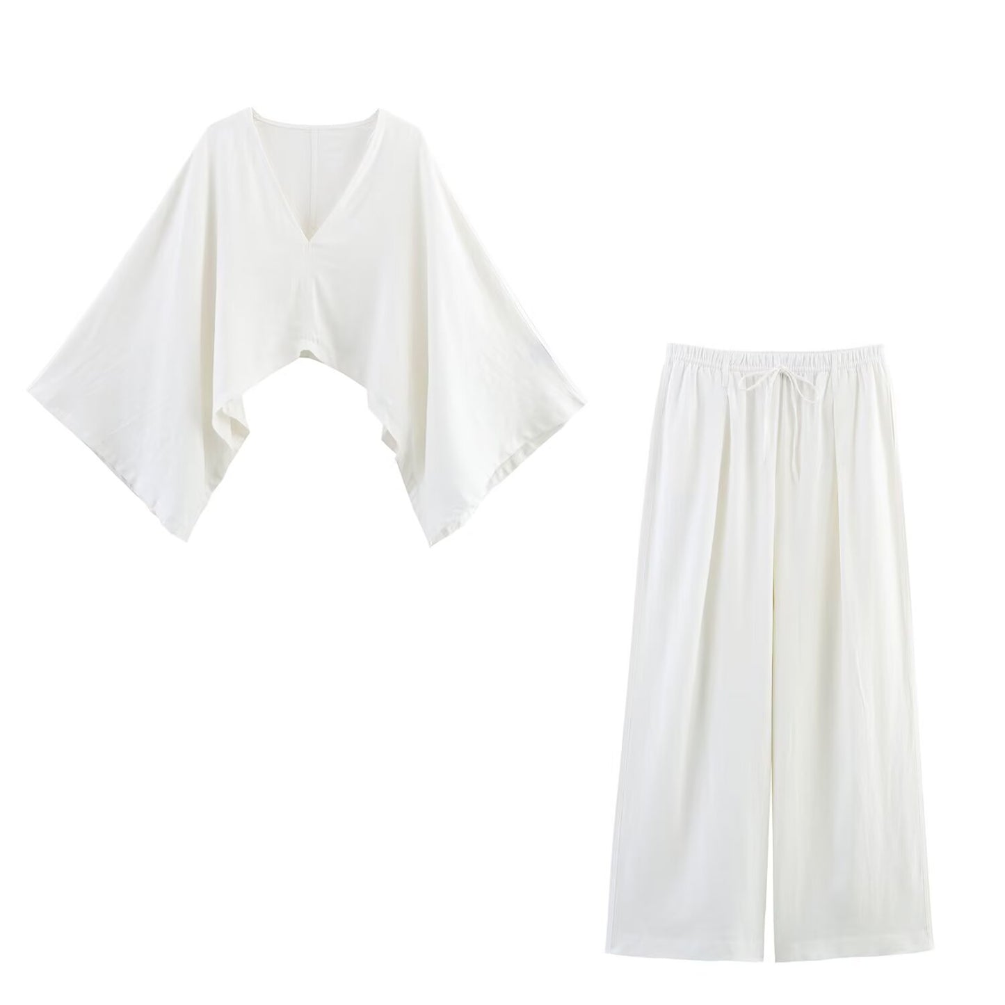 Women's new fashion loose asymmetric linen blend shirt+Pants Women's suit