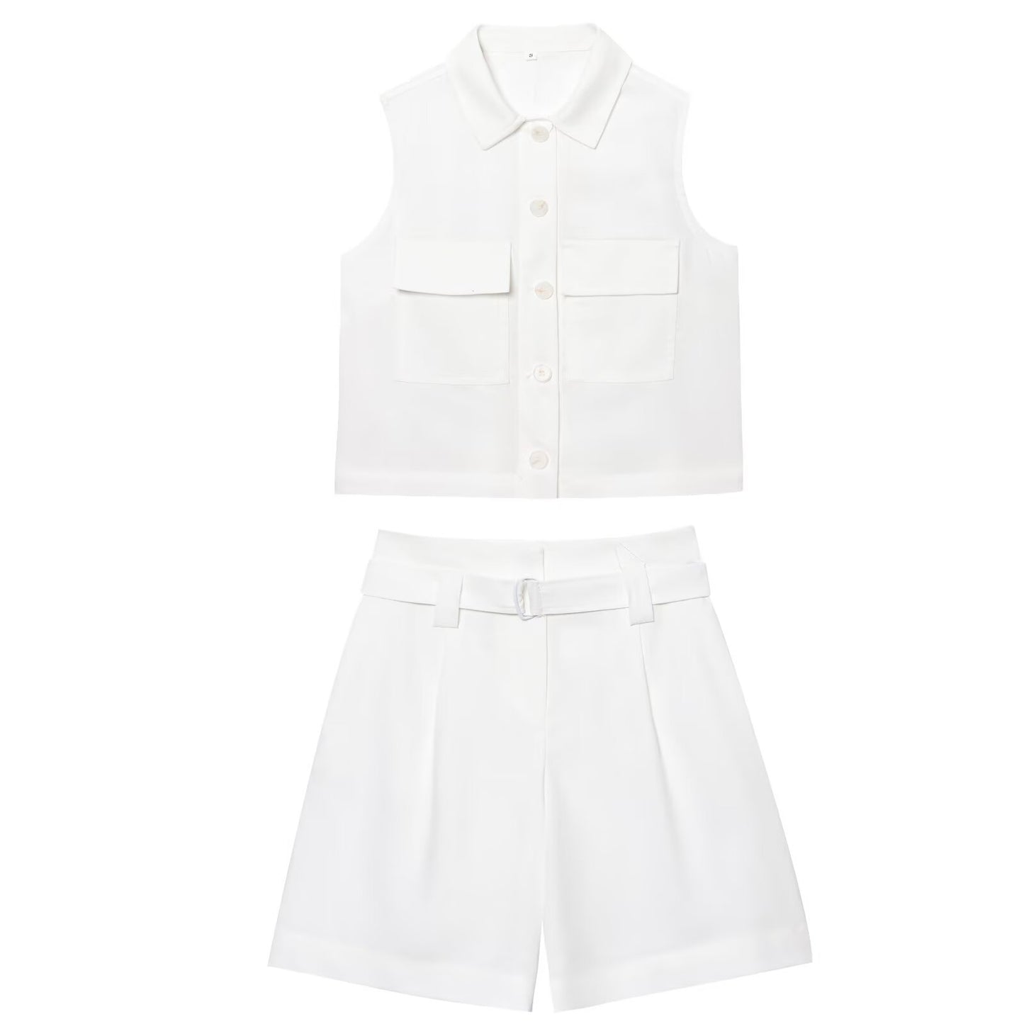 Women's new fashion casual single breasted sleeveless vest+Shorts Women's suit