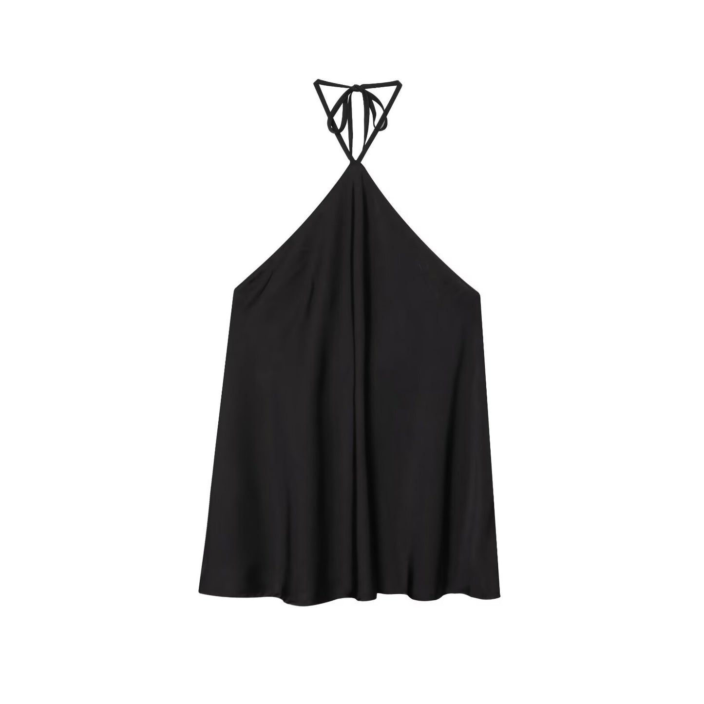 Women's new fashion draped design black slim backless hanging neck collar top