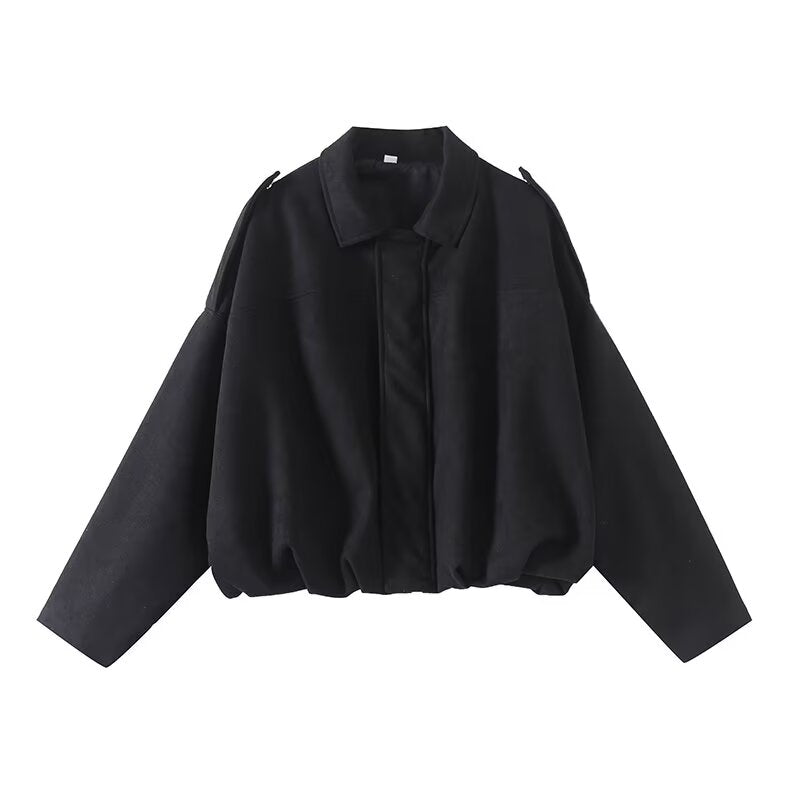 Women's new Fashion suede texture loose casual long sleeved shirt jacket coat