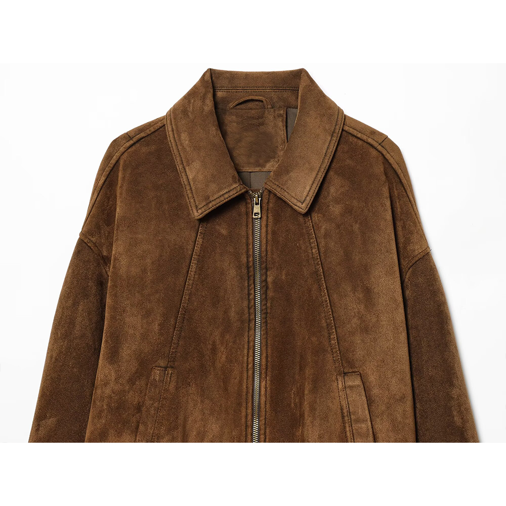 Women's suede textured lapel jacket Coat