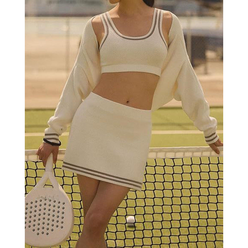 Women's New Fashion Suit New Tennis Skirt Outdoor Knitting Tennis Skirt Suit