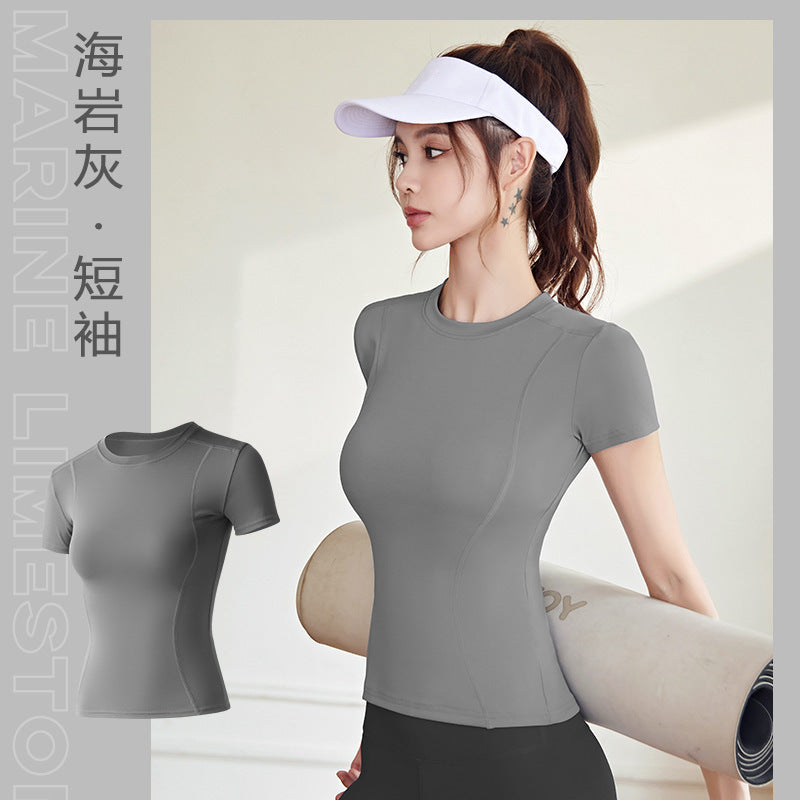 LU Women's new thin sports tight yoga clothes short sleeve top running fitness T-shirt