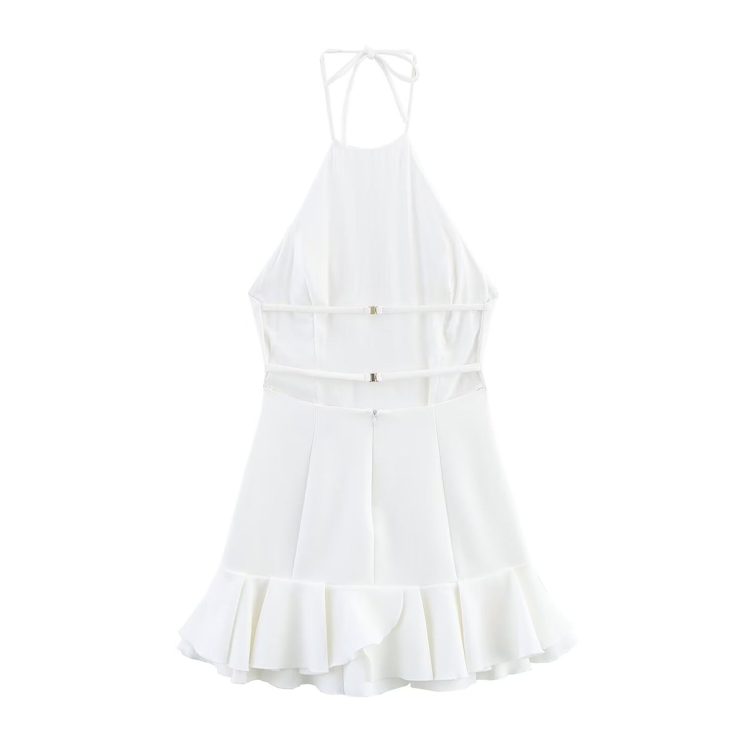 Women's' New Fashion layered decoration slim backless hanging neck mini dress